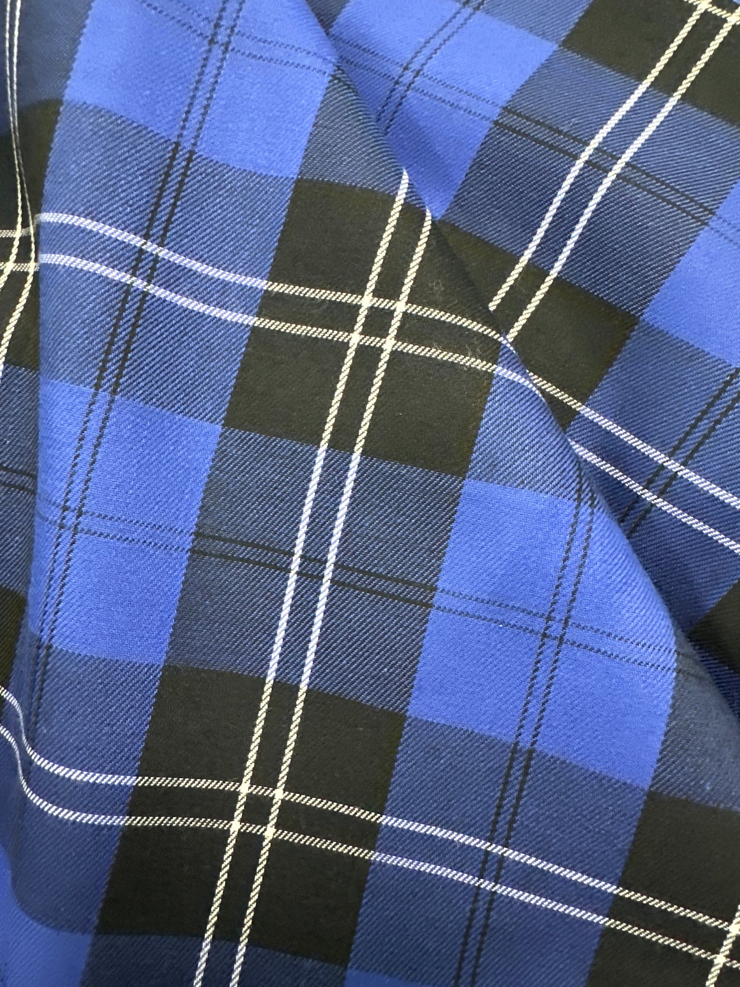 House of Wales Plaid Collection by Robert Kaufman - Cobalt (Blue and Black) - Priced by the half metre