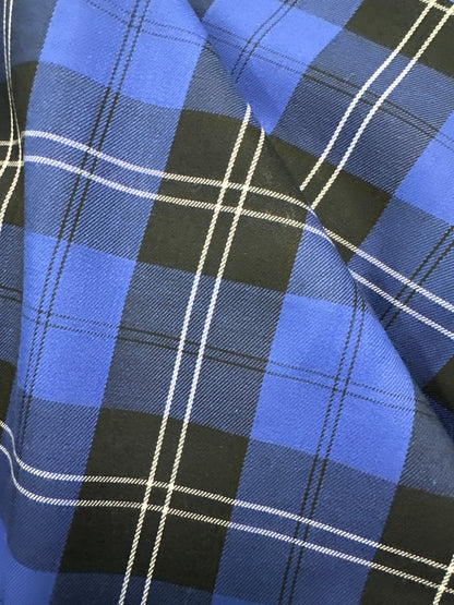 House of Wales Plaid Collection by Robert Kaufman - Cobalt (Blue and Black) - Priced by the half metre