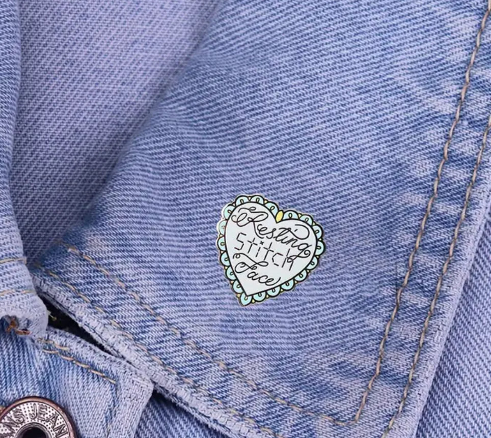 Enamel Pin - Resting Stitch Face - Heart Pin