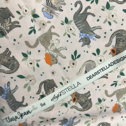 Last cut from bolt - Last full metre - Dear Stella  -  Ma Belle by Clara Jean Collection  - French Cats - Blush