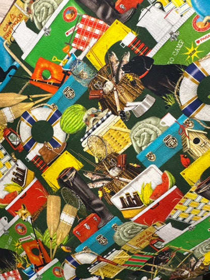 Robert Kaufman Fabrics - Lake House by Mary Lake Thompson for Robert Kaufman - Adventure - Camping supplies - Priced per half metre