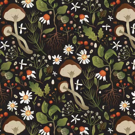 David Textiles - Woodland Mushroom - Priced per half Metre