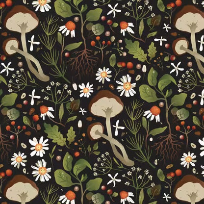 David Textiles - Woodland Mushroom - Priced per half Metre