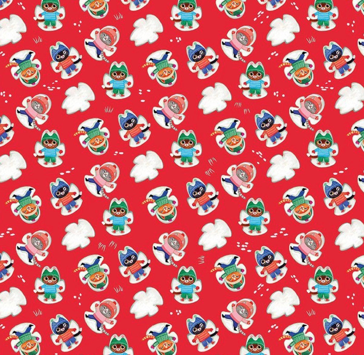 Dear Stella - Whisker's Wonderland - Flame - Snow Angels  - Miriam Bos Collection - New for 2026 - Sold by the half metre