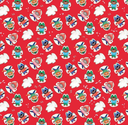 Dear Stella - Whisker's Wonderland - Flame - Snow Angels  - Miriam Bos Collection - New for 2026 - Sold by the half metre