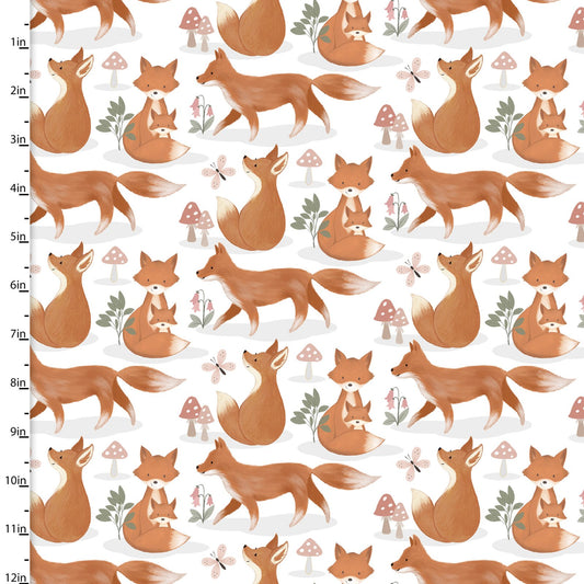 Flannel - 3 Wishes - Baby In Bloom Flannel by Jo Taylor Collection -Fox Trot - Priced by the Half Metre