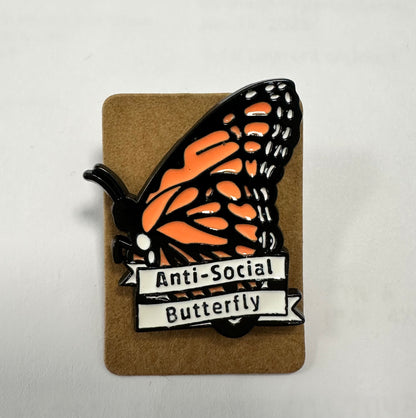Enamel Pin  - Anti-Social Butterfly