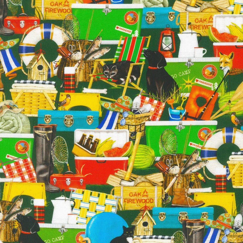 Robert Kaufman Fabrics - Lake House by Mary Lake Thompson for Robert Kaufman - Adventure - Camping supplies - Priced per half metre