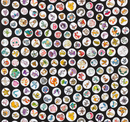 Pokémon in Circles - Black - Robert Kaufman Fabrics - Priced by the half metre