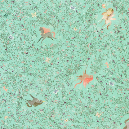 Robert Kaufman Fabrics - Unicorn Meadow - Sea foam  - Sold by the half metre