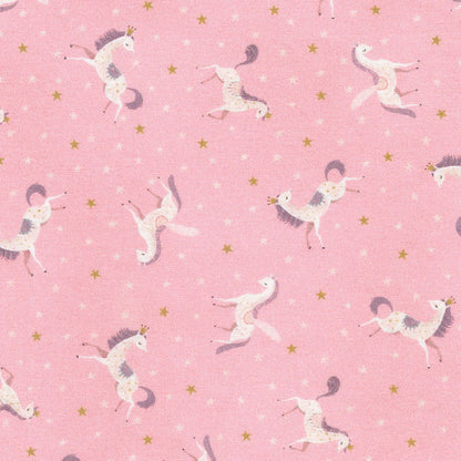 Last cut from bolt  - 55" x width of fabric - Robert Kaufman Fabrics - Unicorn Meadow - Pink