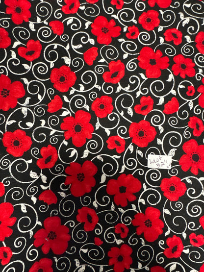 Last cut from bolt - last 32” x width of fabric  - Timeless Treasures - You Make my Heart Happy - Happy Flowers in Black
