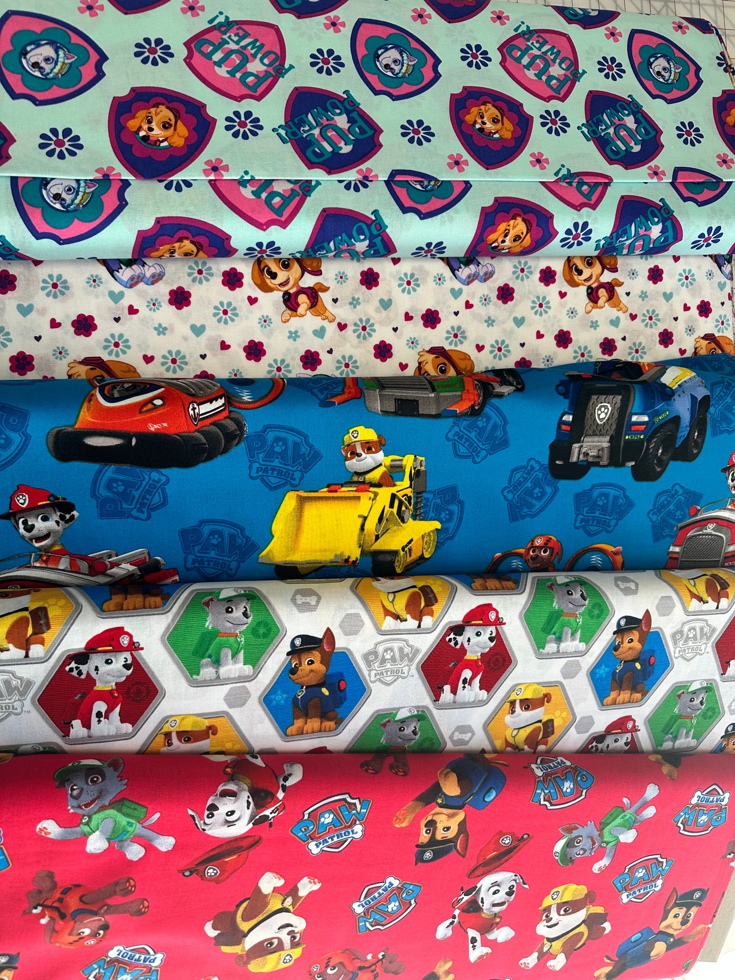 Paw Patrol by David Textiles - Paw Patrol Power Shield - Mint/Multi - Priced per half metre