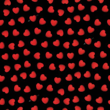 Riley Blake - All my Heart by J. Wecker Frisch - Red hearts on Black