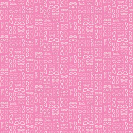 Riley Blake Barbie World Collection - Barbie Glasses - Medium Pink  - Priced per Full Yard 36" x width of fabric