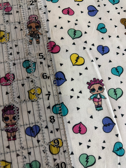 Last 44” x width of fabric - just over a full metre - LOL Surprise -  LOL Surprise - Totally Awesome - Broken Hearts on White - by Robert Kaufman
