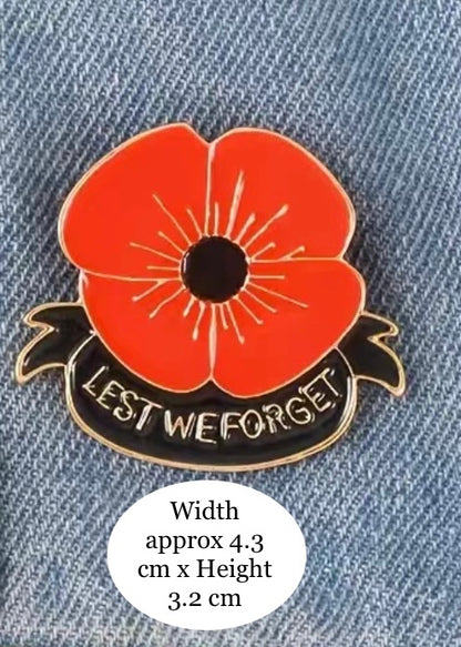 Enamel Pin - Remembrance Day - Lest we Forget (Black)