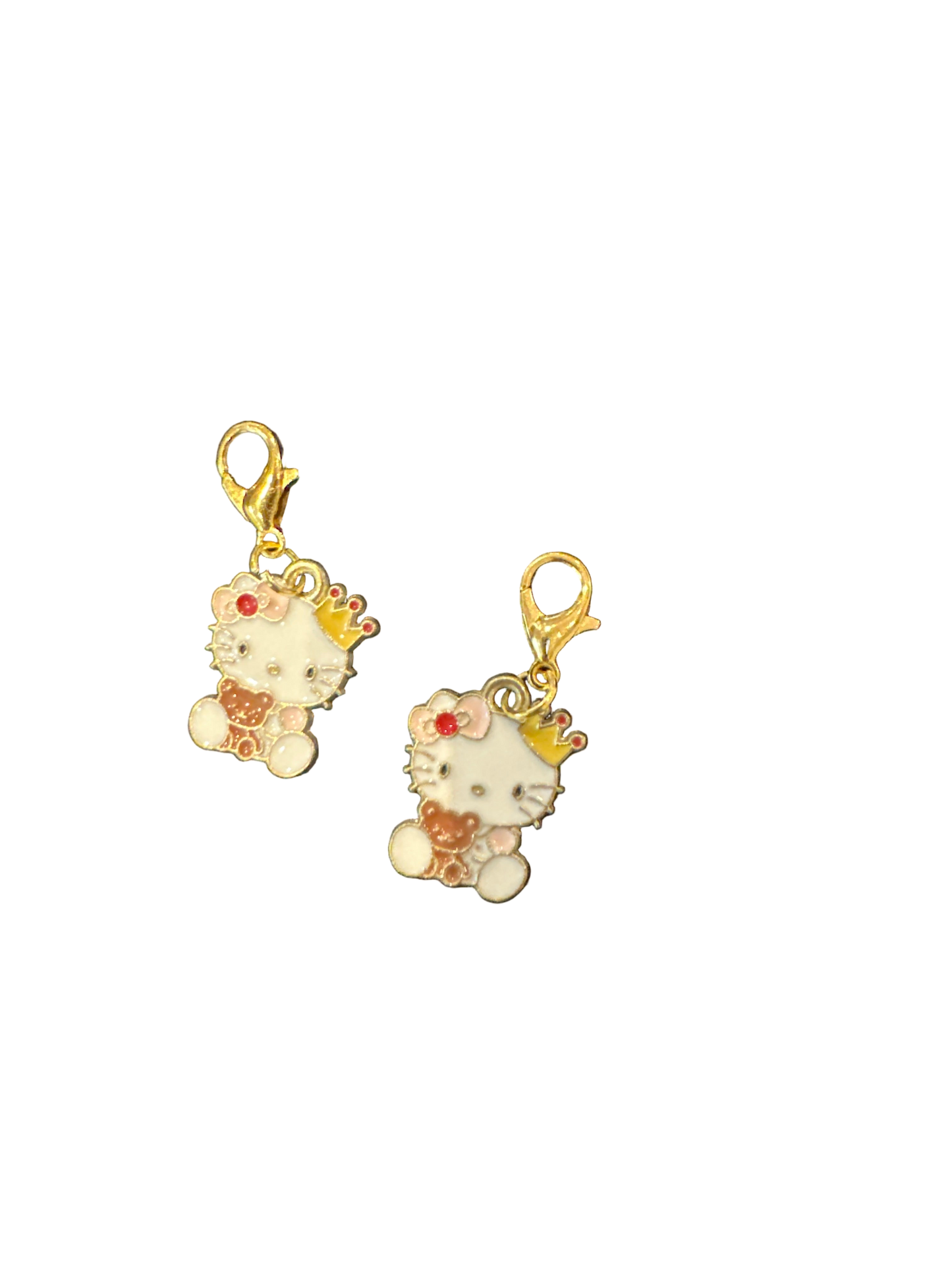 Stitch Marker/Zipper Pull - Charm - Cute Kitty with floral and teddy bear