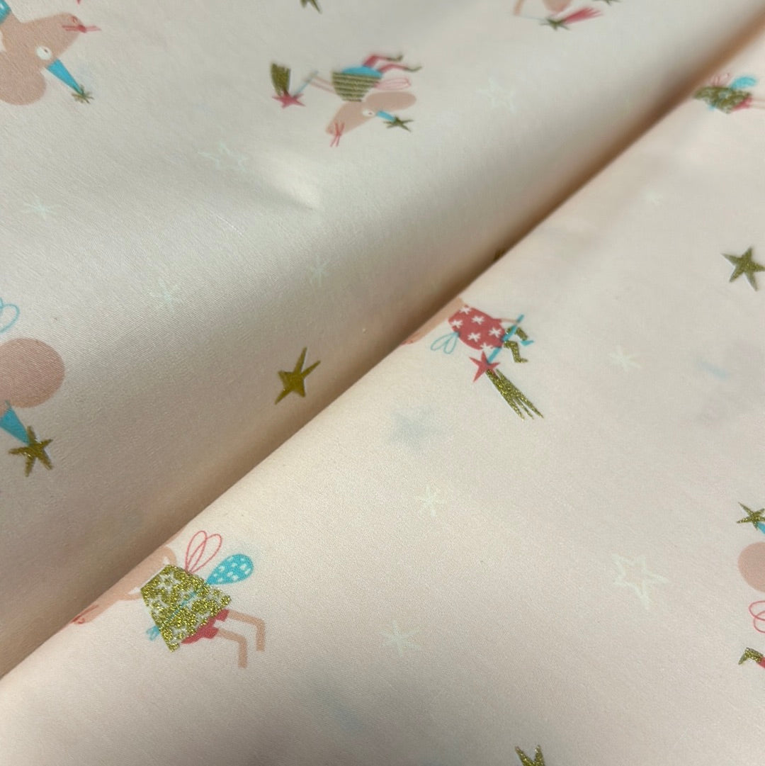 Katia Fabrics - Poplin Gold Tooth Fairy - Pink