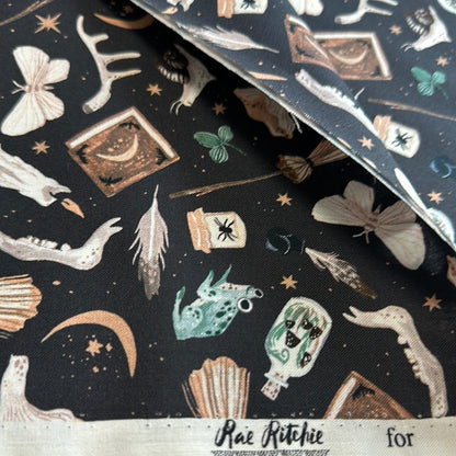 Dear Stella - Goblincore  - Magic Tools  - Carbon by Rae Ritchie - Sold by the half metre