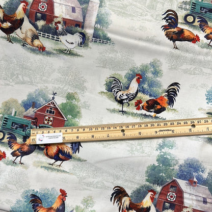 P & B Textiles - Allover Roosters - Multi - Rooster Farm House by Retro Vintage Collection
