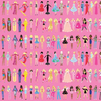 Riley Blake Barbie World Collection - Barbie Dolls - Medium Pink  - Priced per Full Yard 36" x width of fabric