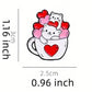Enamel Pins - White Cats in a Mug with Red and Pink Hearts