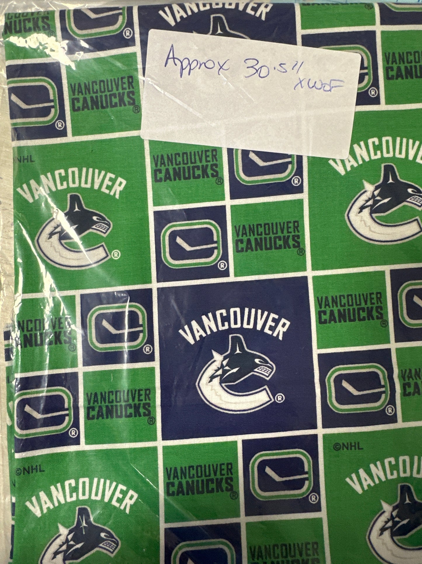 Last cut - approx 30.5” x width of fabric 
NHL Hockey Teams - Vancouver Canucks  - Quilting Cotton