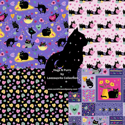 Dear Stella - I Love Mew -  White - from the Hugs N Purrs Collection by Leezaworks for Dear Stella - Priced by the Half Metre
