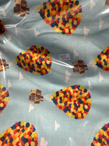 Last cut from bolt - 37.5" x width of fabric - Disney Pixar Up Dug Days Collection - Adventure - Cotton - Light Blue