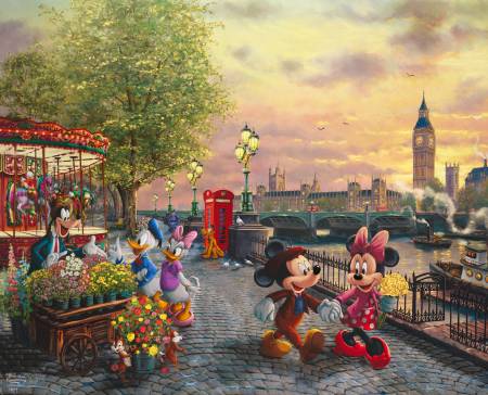 Disney Panel - Disney Mickey & Minnie  in London Panel 36in- Panel 36" x 43/44"