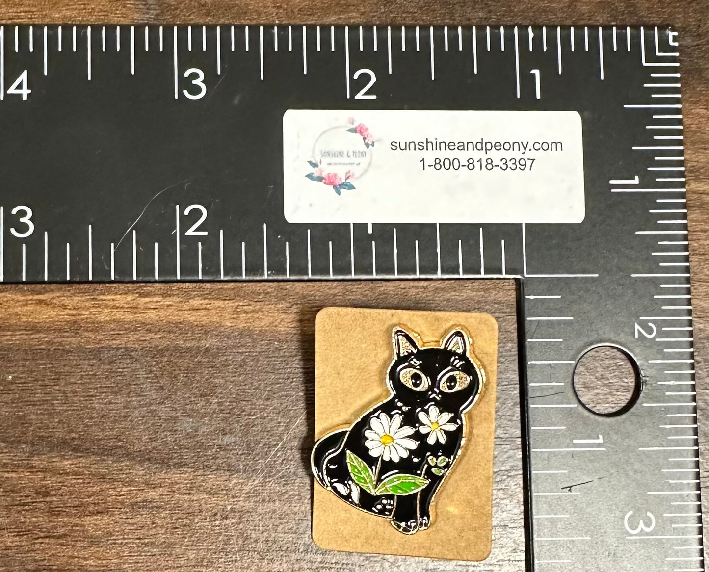 Enamel Pin  - Floral Black Cat