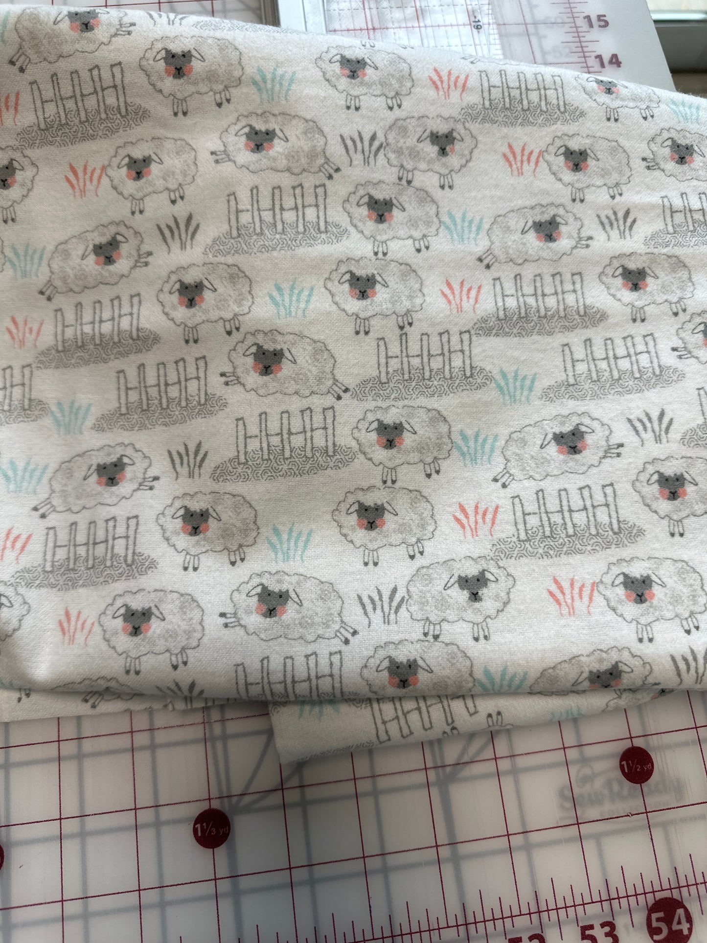 Flannel - Comfy Flannel - White Sheep Comfy Flannel - Priced by the half Metre