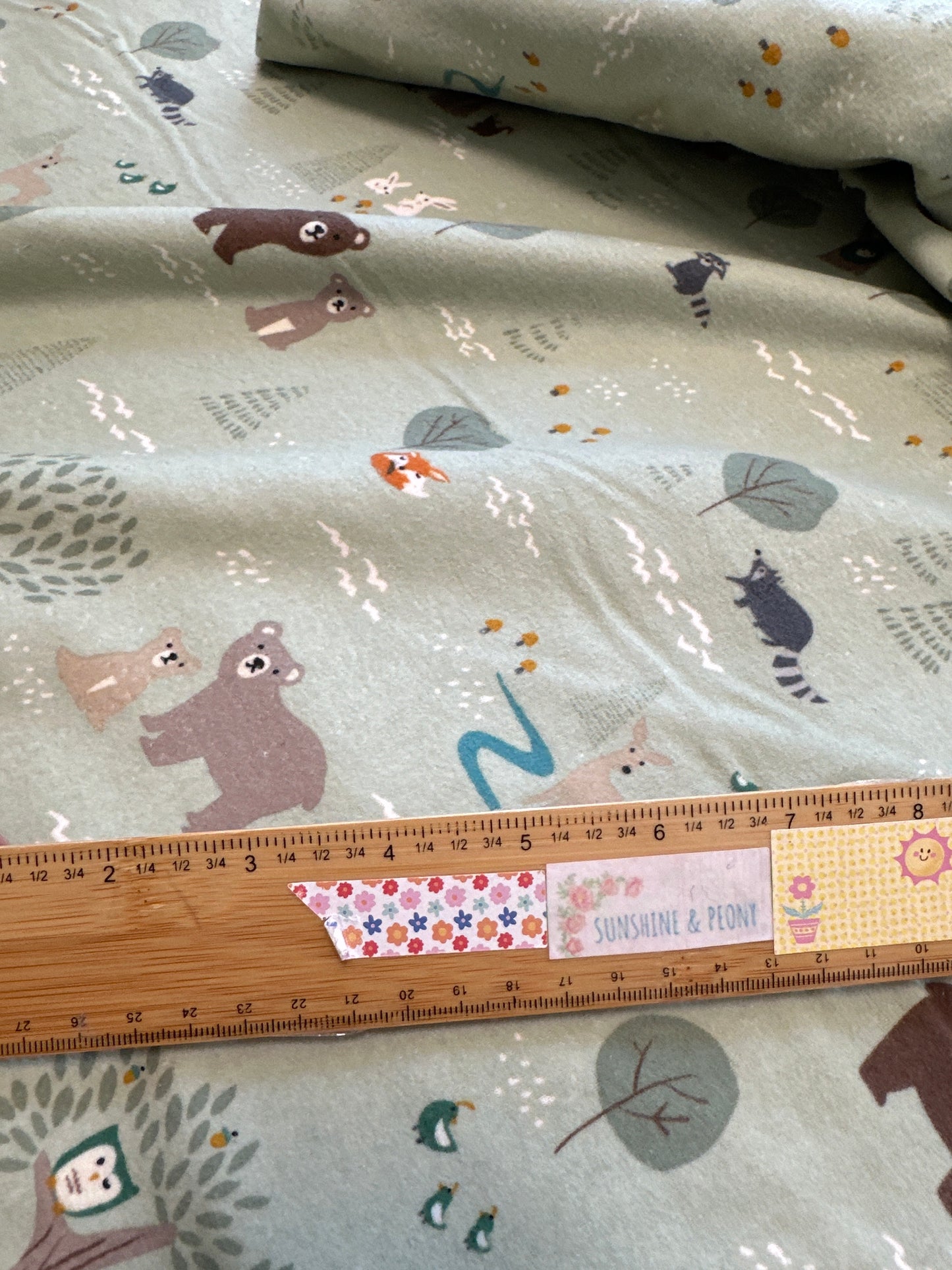 Riley Blake Designer Flannel - Elmer & Eloise - Forest - Sage - Priced per half metre