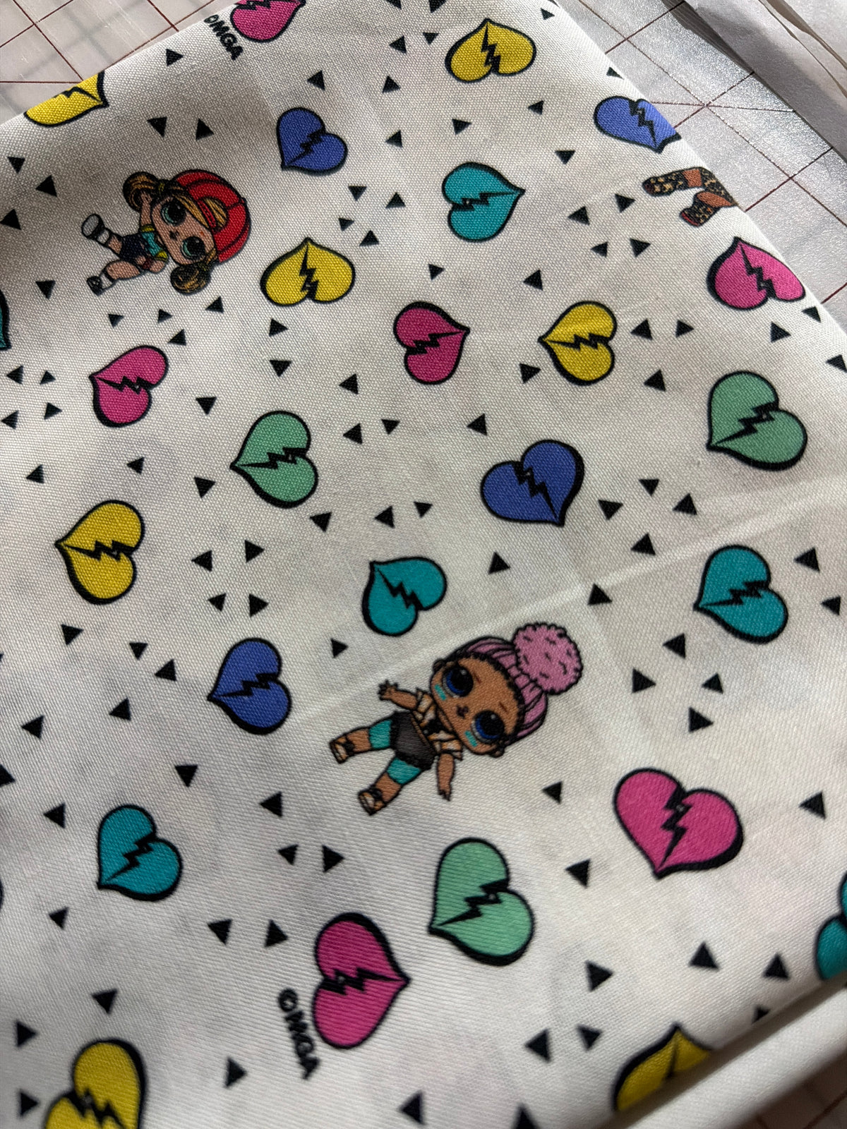 Last 44” x width of fabric - just over a full metre - LOL Surprise -  LOL Surprise - Totally Awesome - Broken Hearts on White - by Robert Kaufman