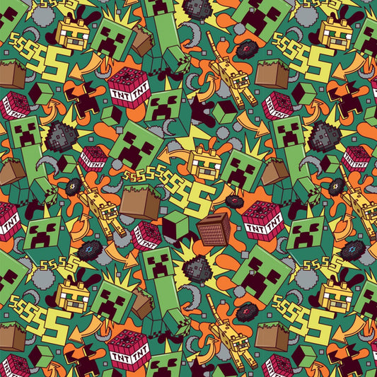 Springs Creative - Minecraft - Action Blast Fabric - New 2024 - Our fabrics are Priced By the Half Metre