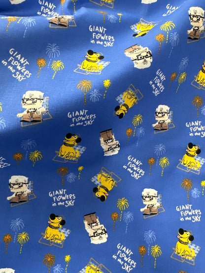 Disney Pixar Up Dug Days Collection - Flowers in the Sky - Cotton - Blue