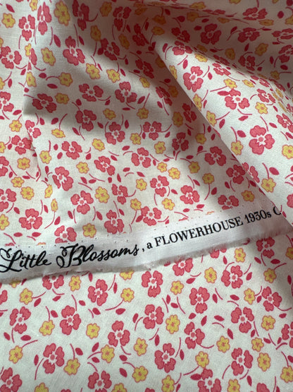 Robert Kaufman - Flowerhouse Little Blossoms - Pink White - Priced per Half Metre