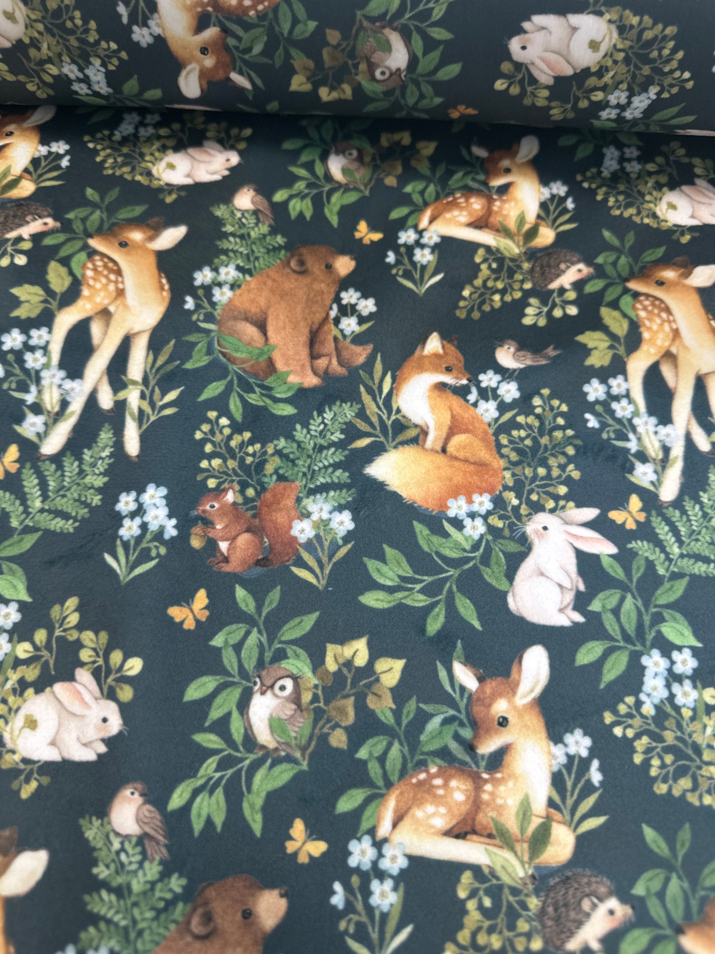 Minky - Dear Stella - Forest Storeis - Iron - 100% Polyester - approx. 60" wide - Sold by the full metre
