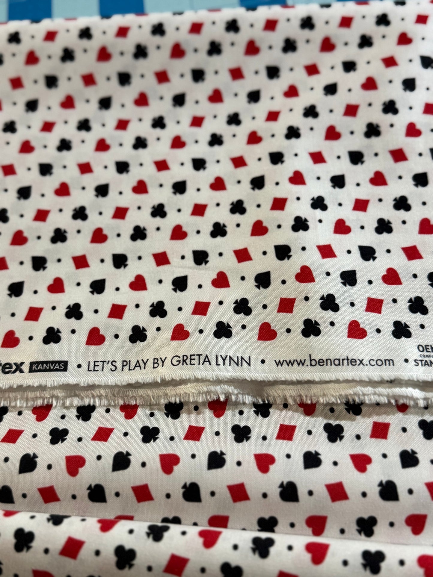 Benartex - Let’s play - Card Suits - White - priced by the half metre