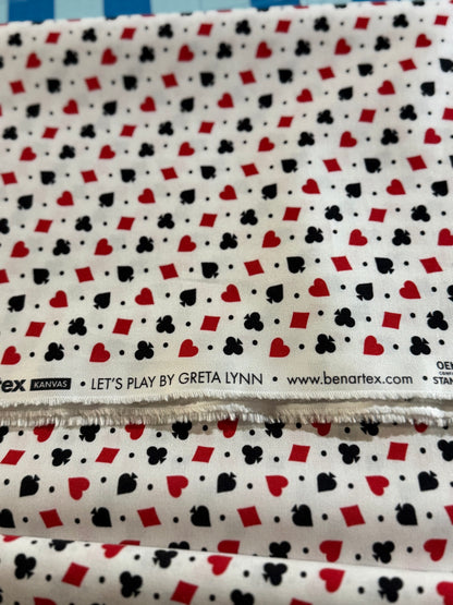 Benartex - Let’s play - Card Suits - White - priced by the half metre