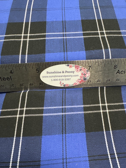 House of Wales Plaid Collection by Robert Kaufman - Cobalt (Blue and Black) - Priced by the half metre