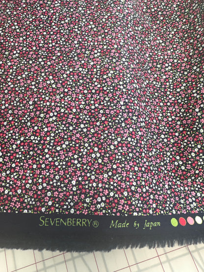 Robert Kaufman Fabrics - Petite Garden - Midnight - by Sevenberry - Mini Flower Blooms - Priced by the Half Metre