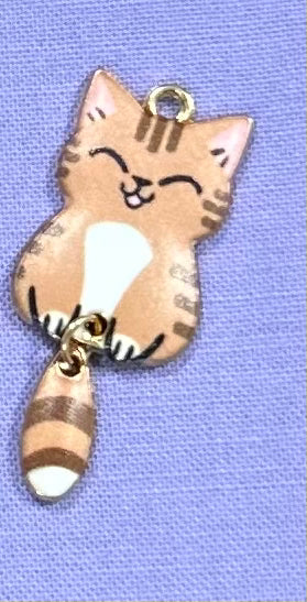 Enamel Cat Charms with Dangling Tails