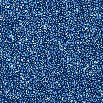 Robert Kaufman Fabrics - Petite Garden Blues by Sevenberry - Mini Flower Blooms - Navy - Priced by the Half Metre