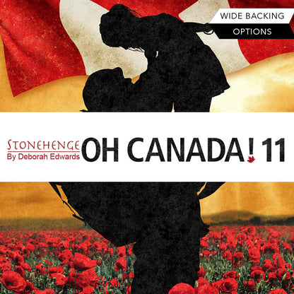 Northcott Fabrics - Oh Canada 11 - Stonehenge - Sketch Poppies on Red