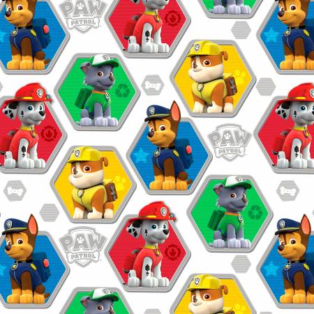 Paw Patrol by David Textiles - Paw Patrol Rescue - White - Priced per half metre