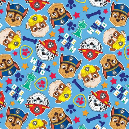 Last cut from bolt - 17" x width of fabric - Paw Patrol - One Team - Blue