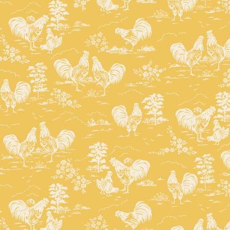 P & B Textiles - Rooster Farmhouse - by Retro Vintage - Yellow