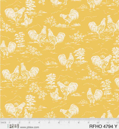 P & B Textiles - Rooster Farmhouse - by Retro Vintage - Yellow